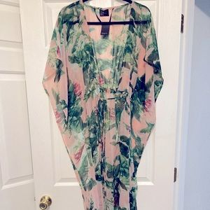 Pink Floral Sheer Kimono